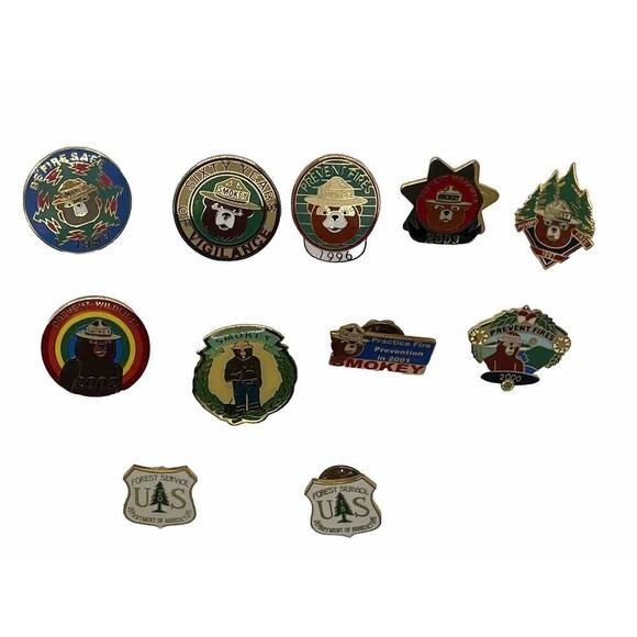 Unbranded Other - Lot of 11 Smokey The Bear Forrest Service Collectible Pins Collection Hat Pins